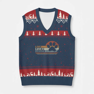 Vintage Adopt A Shelter Pet V-Neck Knit Sweater Vest Live Love Rescue Cat Dog Adoption Animal Rescue TS10 Navy Red Print Your Wear
