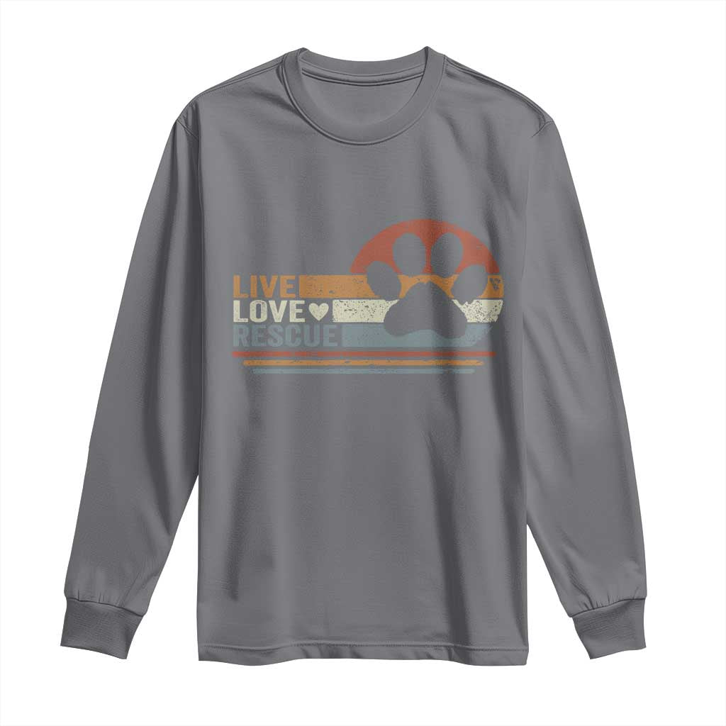 Vintage Adopt A Shelter Pet Long Sleeve Shirt Live Love Rescue Cat Dog Adoption Animal Rescue TS10 Charcoal Print Your Wear