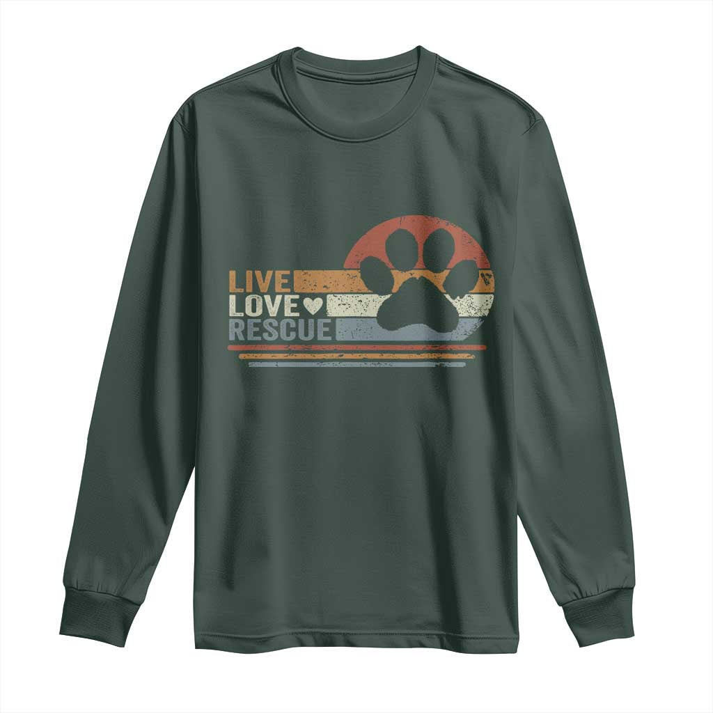 Vintage Adopt A Shelter Pet Long Sleeve Shirt Live Love Rescue Cat Dog Adoption Animal Rescue TS10 Dark Forest Green Print Your Wear