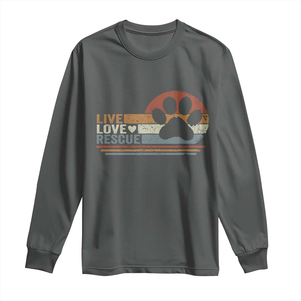 Vintage Adopt A Shelter Pet Long Sleeve Shirt Live Love Rescue Cat Dog Adoption Animal Rescue TS10 Dark Heather Print Your Wear