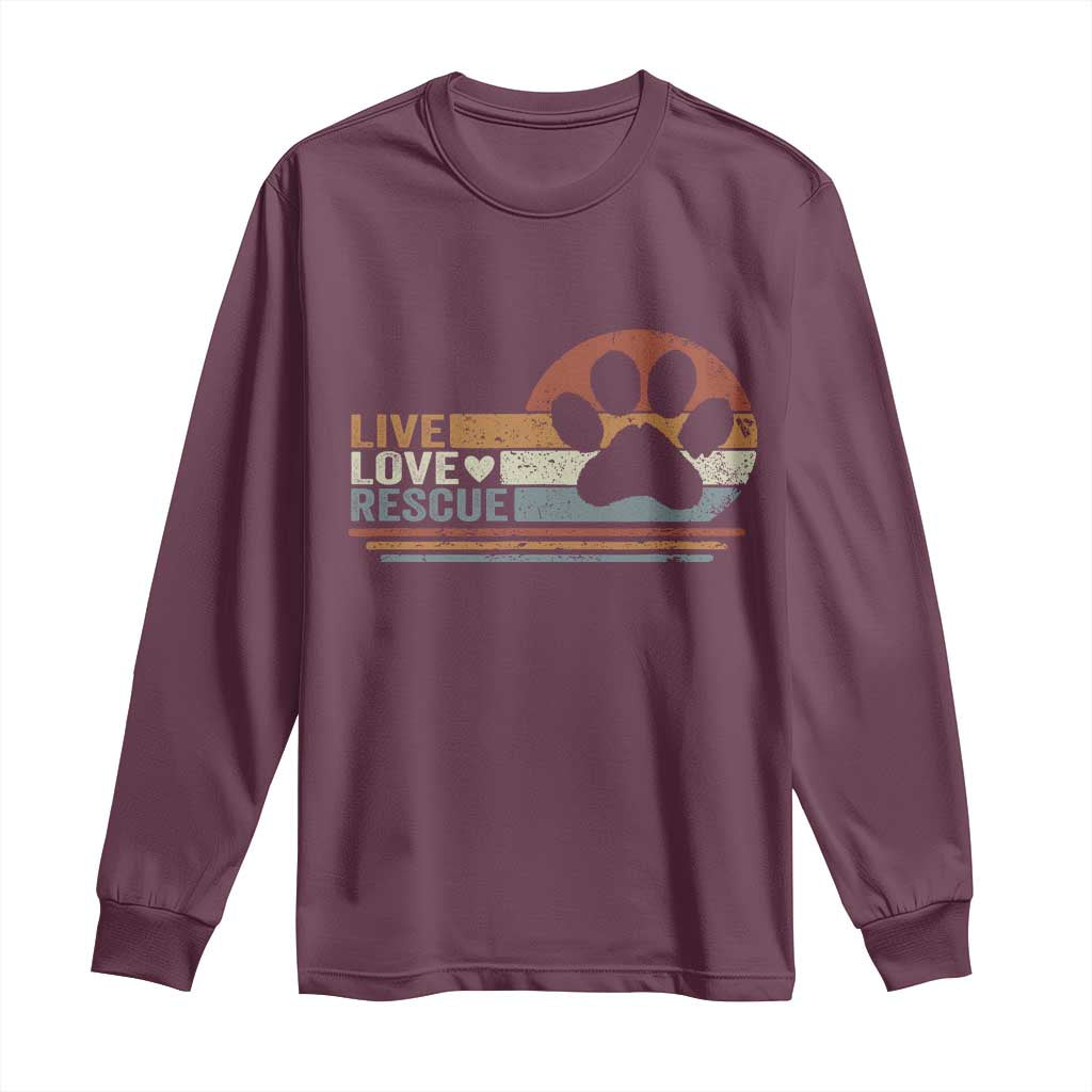Vintage Adopt A Shelter Pet Long Sleeve Shirt Live Love Rescue Cat Dog Adoption Animal Rescue TS10 Maroon Print Your Wear