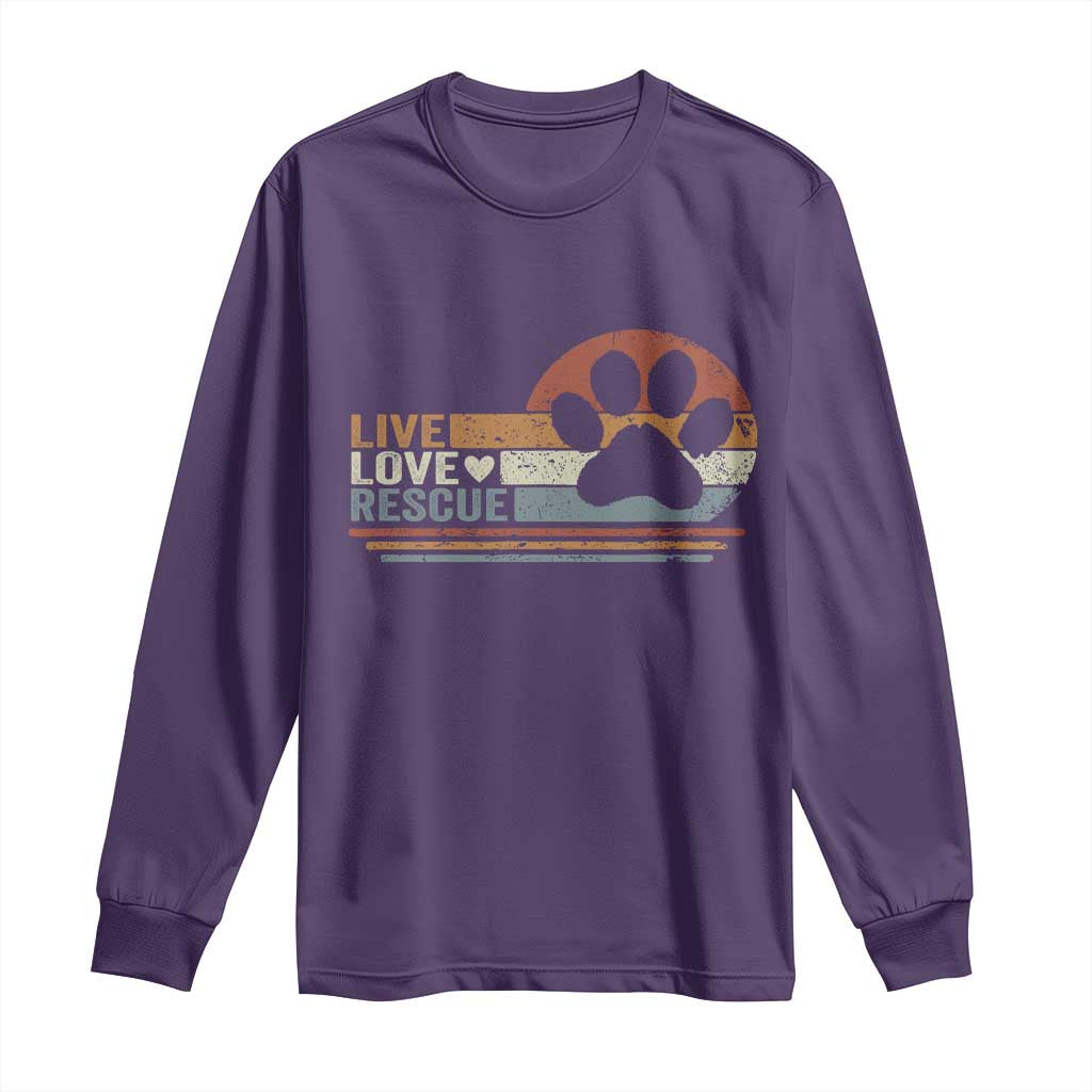 Vintage Adopt A Shelter Pet Long Sleeve Shirt Live Love Rescue Cat Dog Adoption Animal Rescue TS10 Purple Print Your Wear