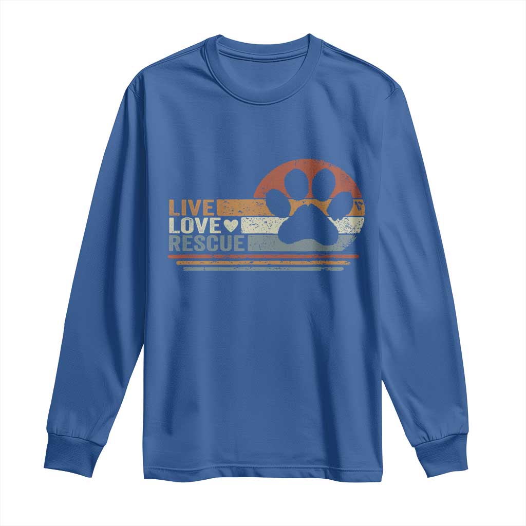 Vintage Adopt A Shelter Pet Long Sleeve Shirt Live Love Rescue Cat Dog Adoption Animal Rescue TS10 Royal Blue Print Your Wear