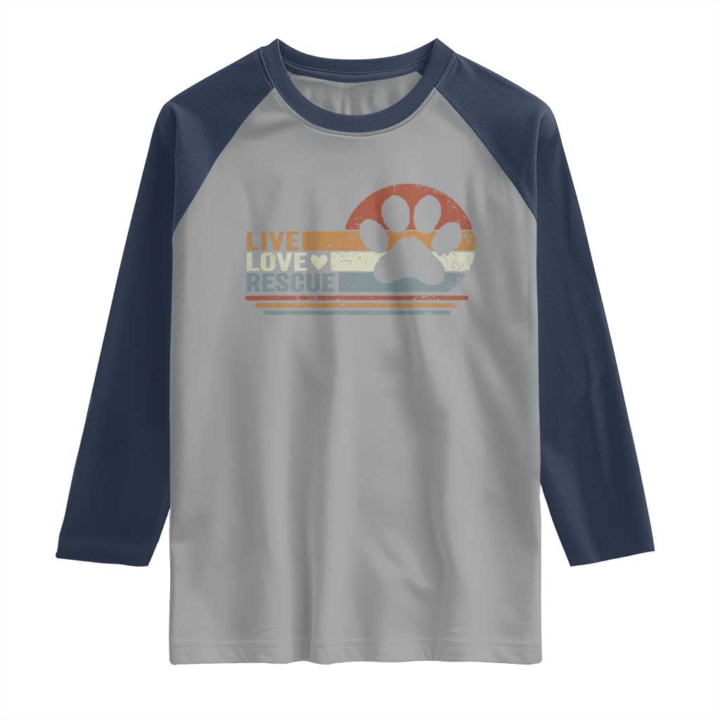 Vintage Adopt A Shelter Pet Raglan Shirt Live Love Rescue Cat Dog Adoption Animal Rescue TS10 Sport Gray Navy Print Your Wear