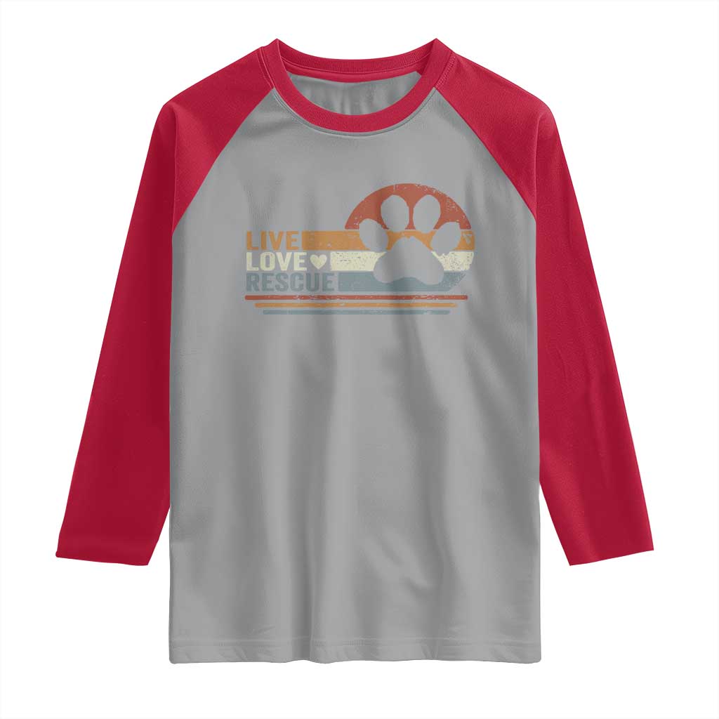 Vintage Adopt A Shelter Pet Raglan Shirt Live Love Rescue Cat Dog Adoption Animal Rescue TS10 Sport Gray Red Print Your Wear