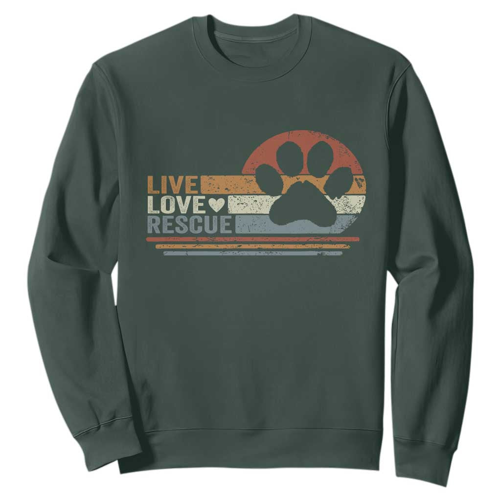 Vintage Adopt A Shelter Pet Sweatshirt Live Love Rescue Cat Dog Adoption Animal Rescue TS10 Dark Forest Green Print Your Wear