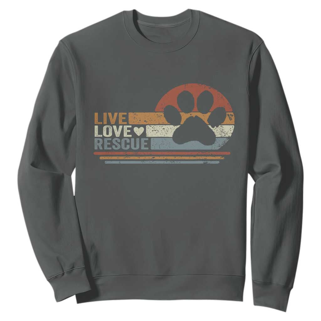 Vintage Adopt A Shelter Pet Sweatshirt Live Love Rescue Cat Dog Adoption Animal Rescue TS10 Dark Heather Print Your Wear