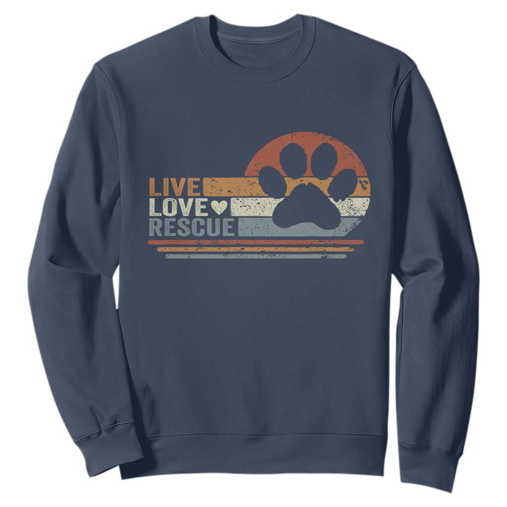 Vintage Adopt A Shelter Pet Sweatshirt Live Love Rescue Cat Dog Adoption Animal Rescue TS10 Navy Print Your Wear