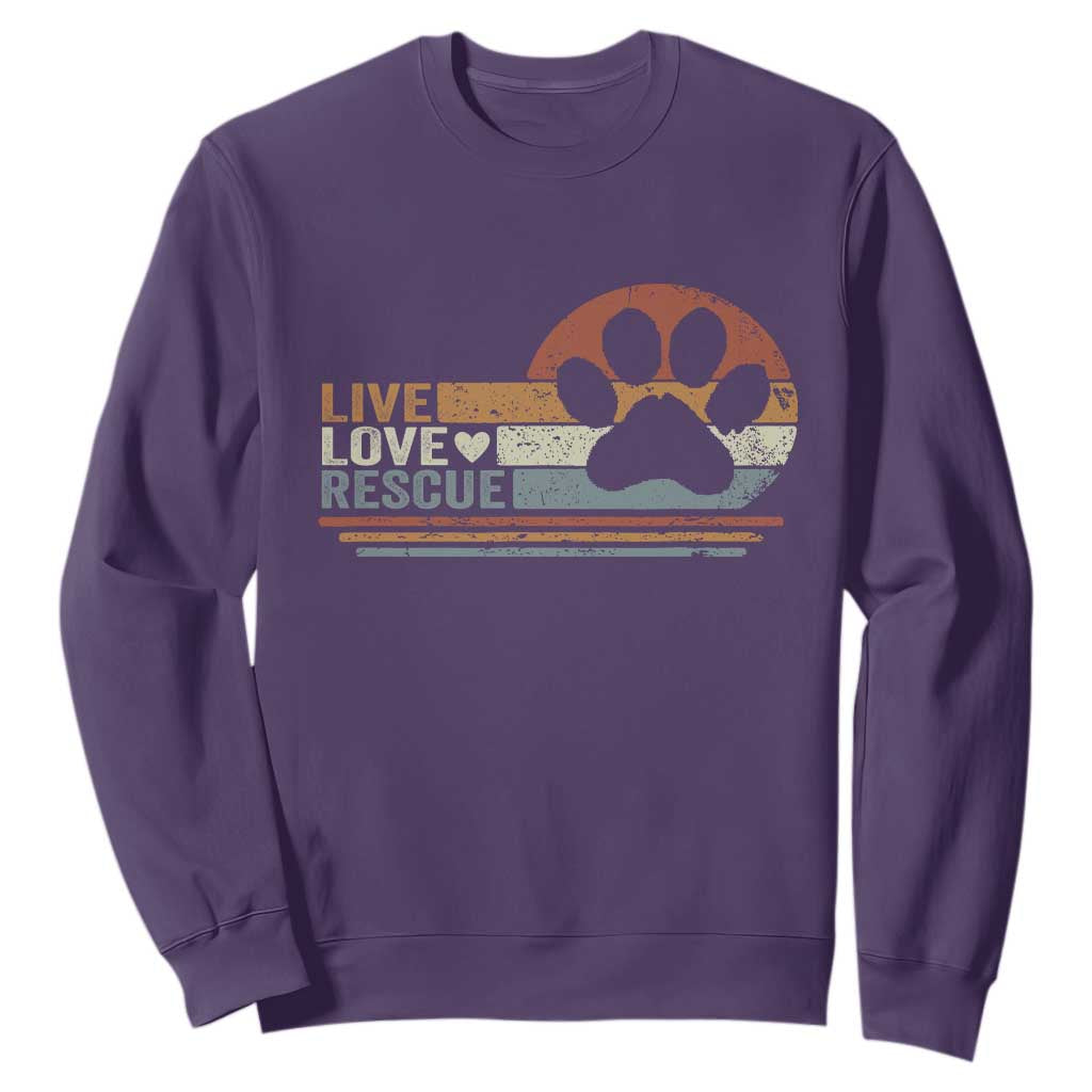 Vintage Adopt A Shelter Pet Sweatshirt Live Love Rescue Cat Dog Adoption Animal Rescue TS10 Purple Print Your Wear