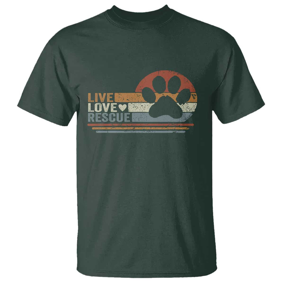 Vintage Adopt A Shelter Pet T Shirt Live Love Rescue Cat Dog Adoption Animal Rescue TS10 Dark Forest Green Print Your Wear