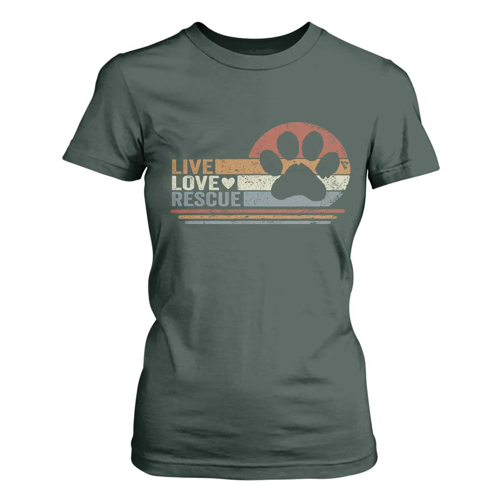 Vintage Adopt A Shelter Pet T Shirt For Women Live Love Rescue Cat Dog Adoption Animal Rescue TS10 Dark Forest Green Print Your Wear