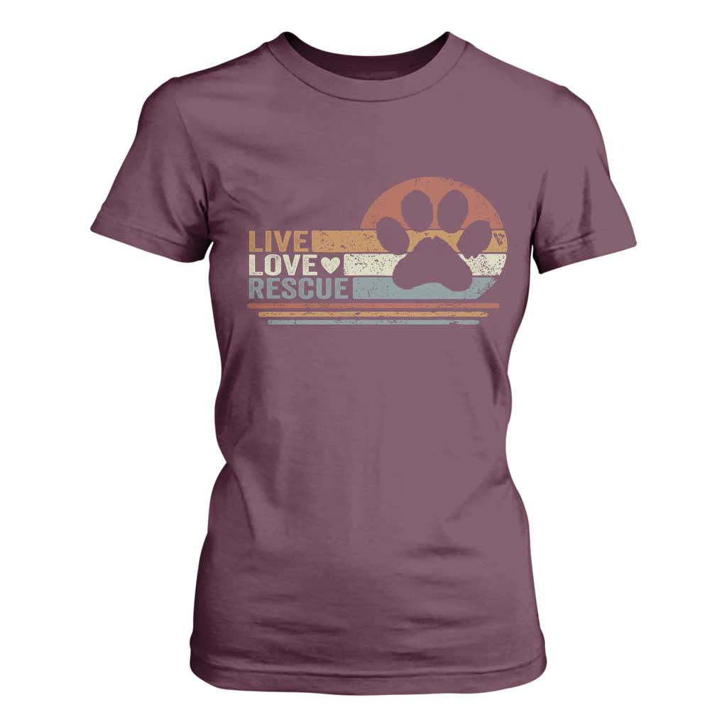 Vintage Adopt A Shelter Pet T Shirt For Women Live Love Rescue Cat Dog Adoption Animal Rescue TS10 Maroon Print Your Wear