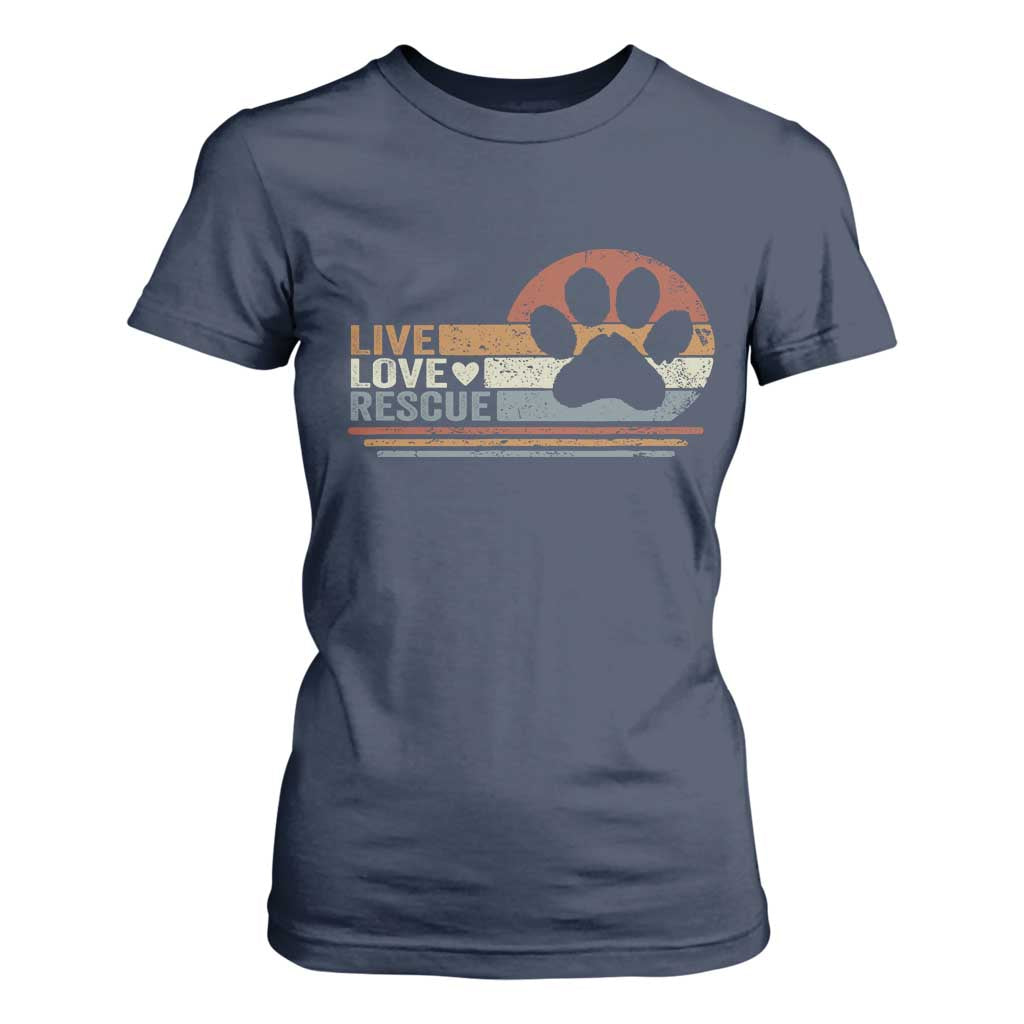 Vintage Adopt A Shelter Pet T Shirt For Women Live Love Rescue Cat Dog Adoption Animal Rescue TS10 Navy Print Your Wear