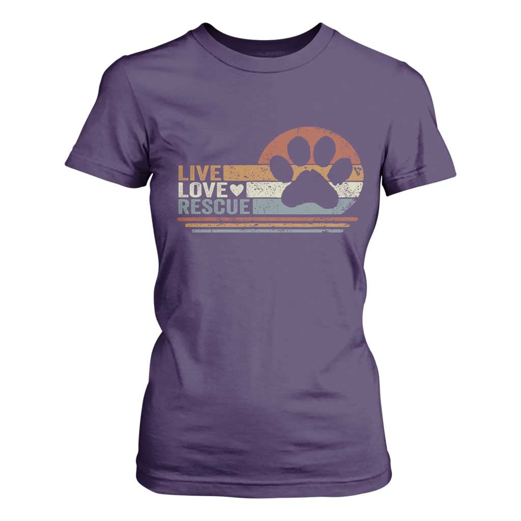 Vintage Adopt A Shelter Pet T Shirt For Women Live Love Rescue Cat Dog Adoption Animal Rescue TS10 Purple Print Your Wear