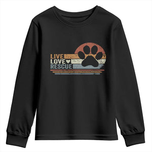Vintage Adopt A Shelter Pet Youth Sweatshirt Live Love Rescue Cat Dog Adoption Animal Rescue TS10 Black Print Your Wear