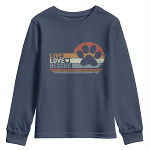 Vintage Adopt A Shelter Pet Youth Sweatshirt Live Love Rescue Cat Dog Adoption Animal Rescue TS10 Navy Print Your Wear