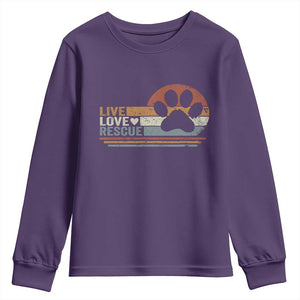 Vintage Adopt A Shelter Pet Youth Sweatshirt Live Love Rescue Cat Dog Adoption Animal Rescue TS10 Purple Print Your Wear
