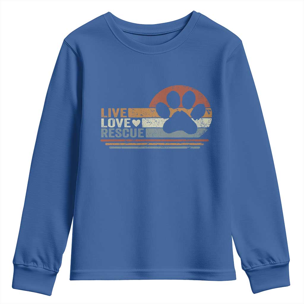 Vintage Adopt A Shelter Pet Youth Sweatshirt Live Love Rescue Cat Dog Adoption Animal Rescue TS10 Royal Blue Print Your Wear