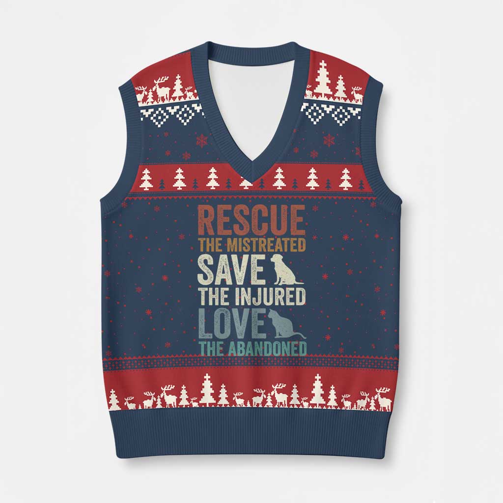 Adopt A Shelter Pet V-Neck Knit Sweater Vest Rescue Save Love Cat Dog Adoption Animal Rescue TS10 Navy Red Print Your Wear