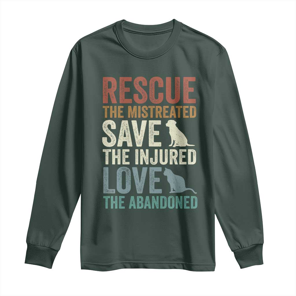 Adopt A Shelter Pet Long Sleeve Shirt Rescue Save Love Cat Dog Adoption Animal Rescue TS10 Dark Forest Green Print Your Wear