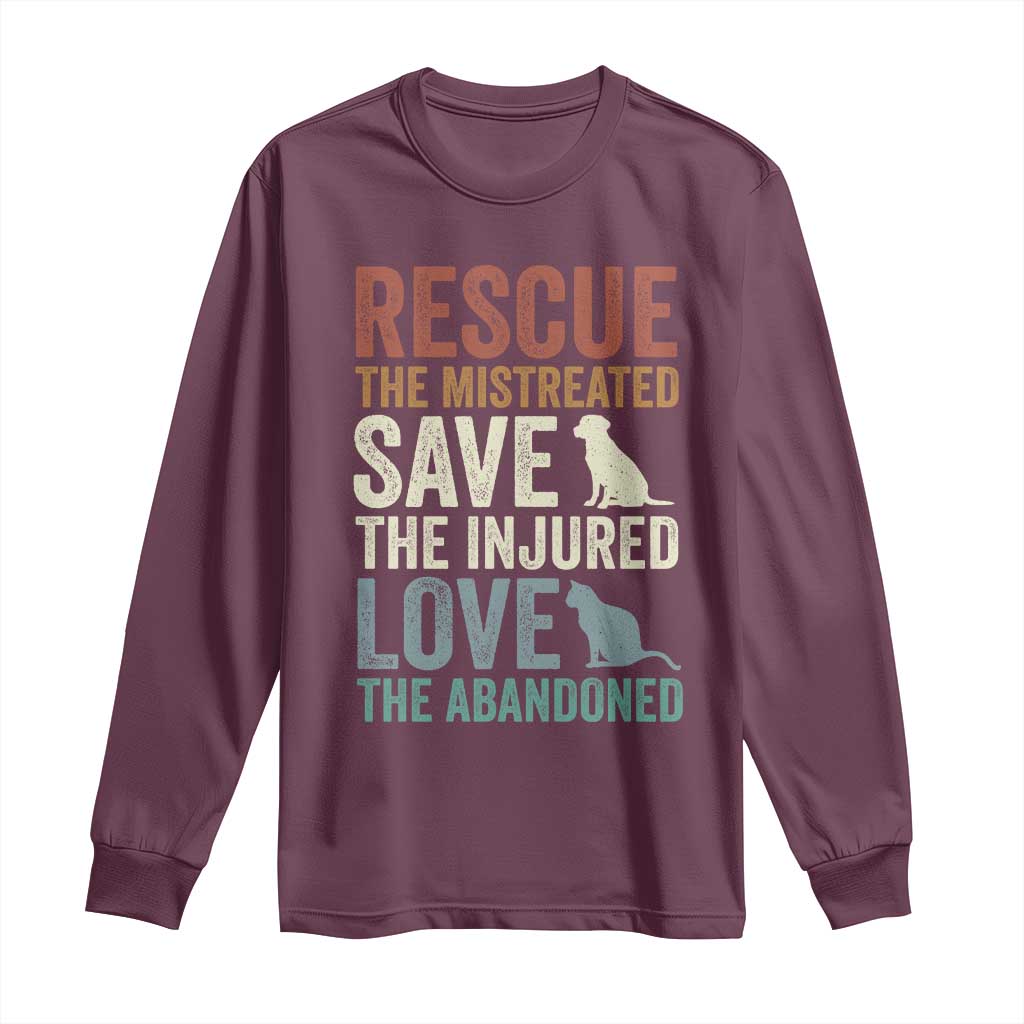 Adopt A Shelter Pet Long Sleeve Shirt Rescue Save Love Cat Dog Adoption Animal Rescue TS10 Maroon Print Your Wear