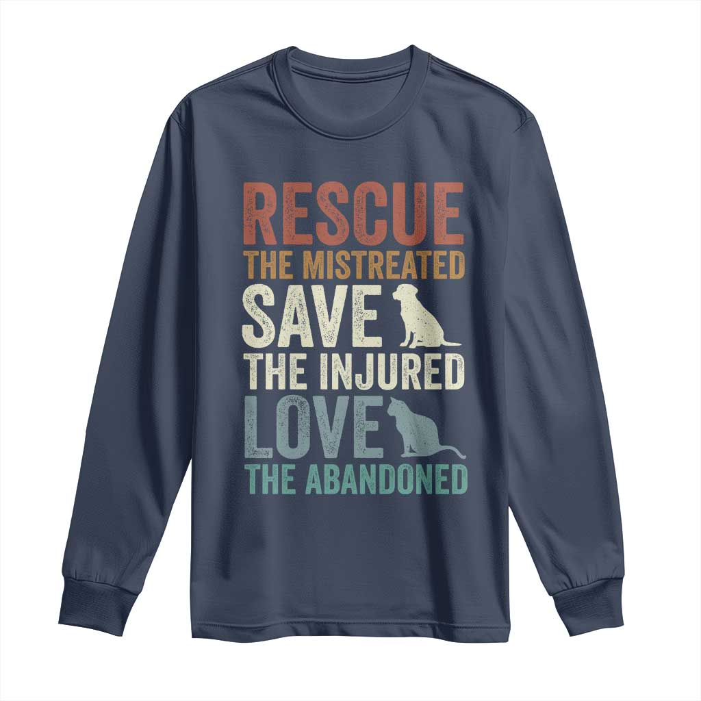 Adopt A Shelter Pet Long Sleeve Shirt Rescue Save Love Cat Dog Adoption Animal Rescue TS10 Navy Print Your Wear