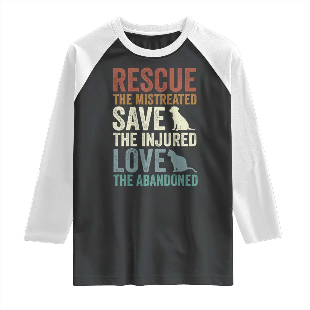 Adopt A Shelter Pet Raglan Shirt Rescue Save Love Cat Dog Adoption Animal Rescue TS10 Black White Print Your Wear