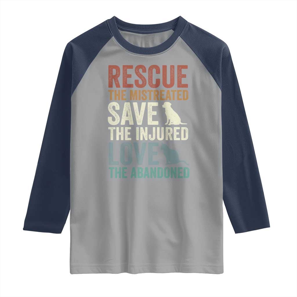 Adopt A Shelter Pet Raglan Shirt Rescue Save Love Cat Dog Adoption Animal Rescue TS10 Sport Gray Navy Print Your Wear