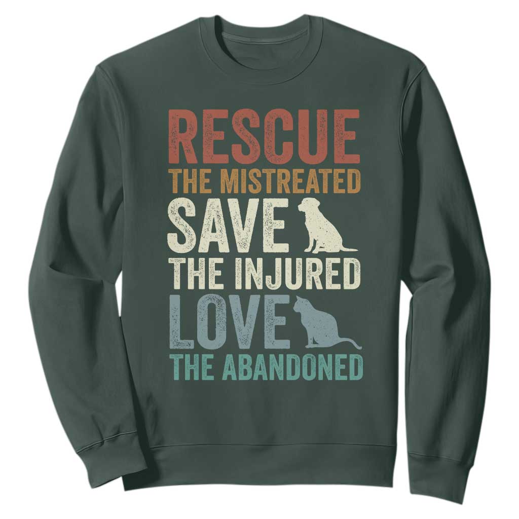 Adopt A Shelter Pet Sweatshirt Rescue Save Love Cat Dog Adoption Animal Rescue TS10 Dark Forest Green Print Your Wear