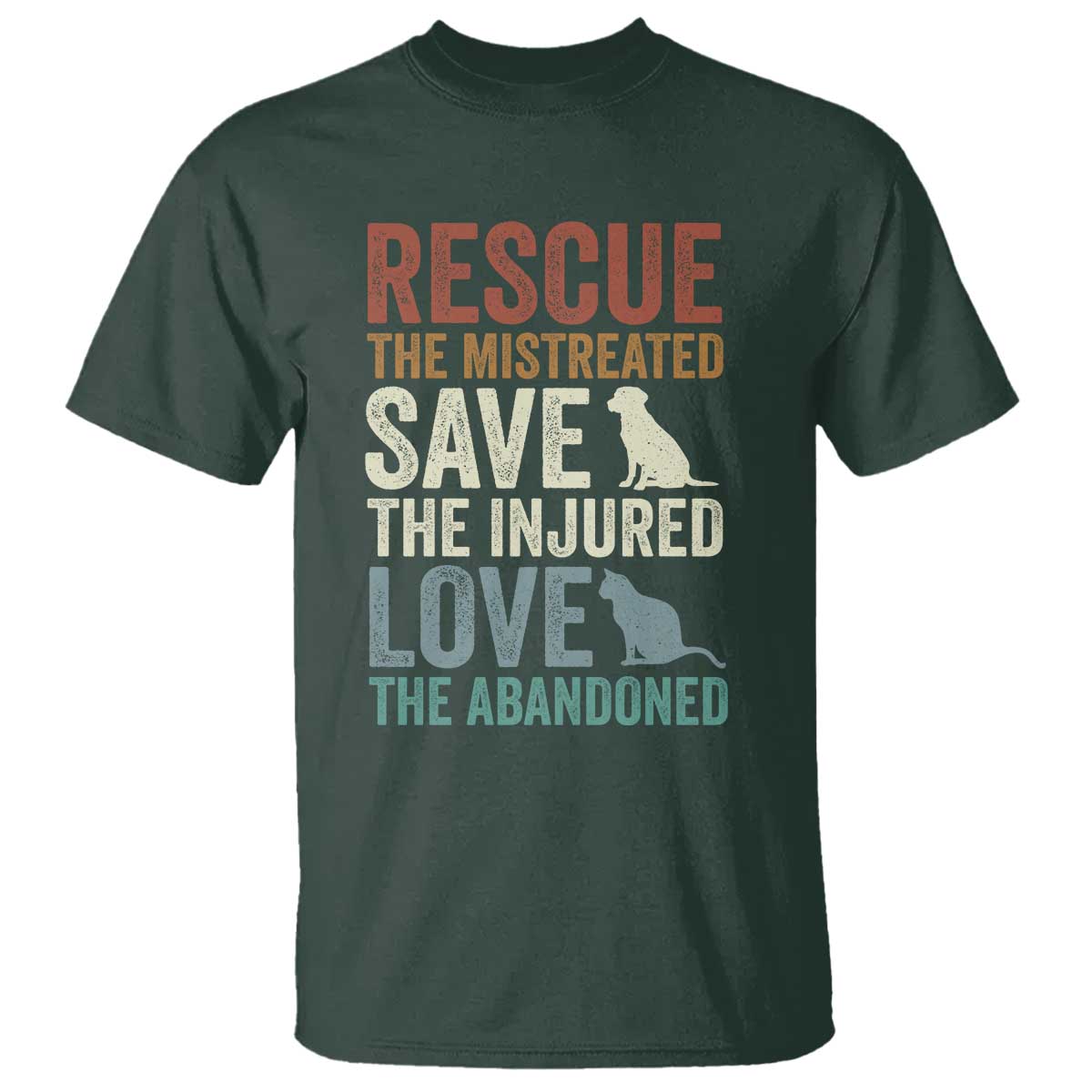 Adopt A Shelter Pet T Shirt Rescue Save Love Cat Dog Adoption Animal Rescue TS10 Dark Forest Green Print Your Wear