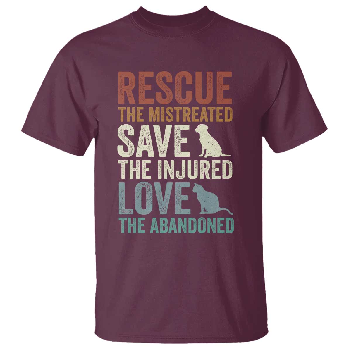Adopt A Shelter Pet T Shirt Rescue Save Love Cat Dog Adoption Animal Rescue TS10 Maroon Print Your Wear