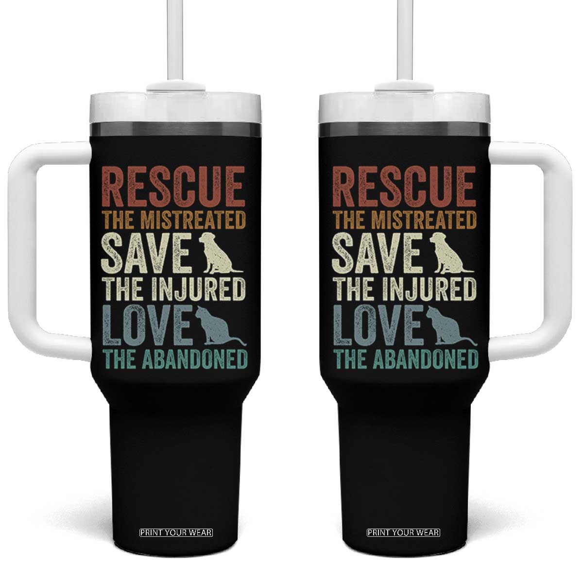Adopt A Shelter Pet Tumbler With Handle Rescue Save Love Cat Dog Adoption Animal Rescue TS10 One Size: 40 oz Black Print Your Wear