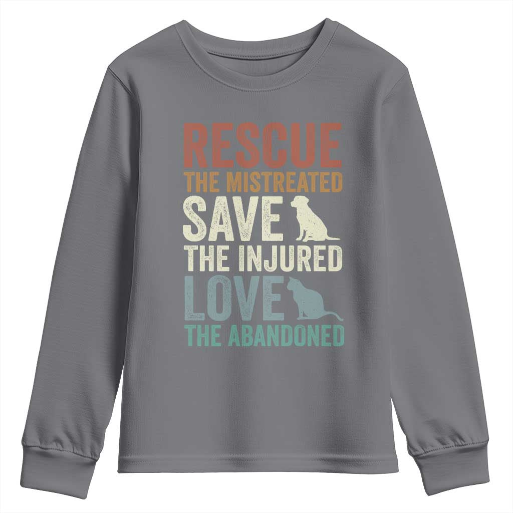 Adopt A Shelter Pet Youth Sweatshirt Rescue Save Love Cat Dog Adoption Animal Rescue TS10 Charcoal Print Your Wear