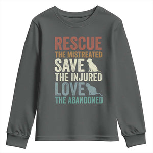 Adopt A Shelter Pet Youth Sweatshirt Rescue Save Love Cat Dog Adoption Animal Rescue TS10 Dark Heather Print Your Wear