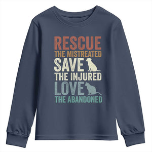 Adopt A Shelter Pet Youth Sweatshirt Rescue Save Love Cat Dog Adoption Animal Rescue TS10 Navy Print Your Wear