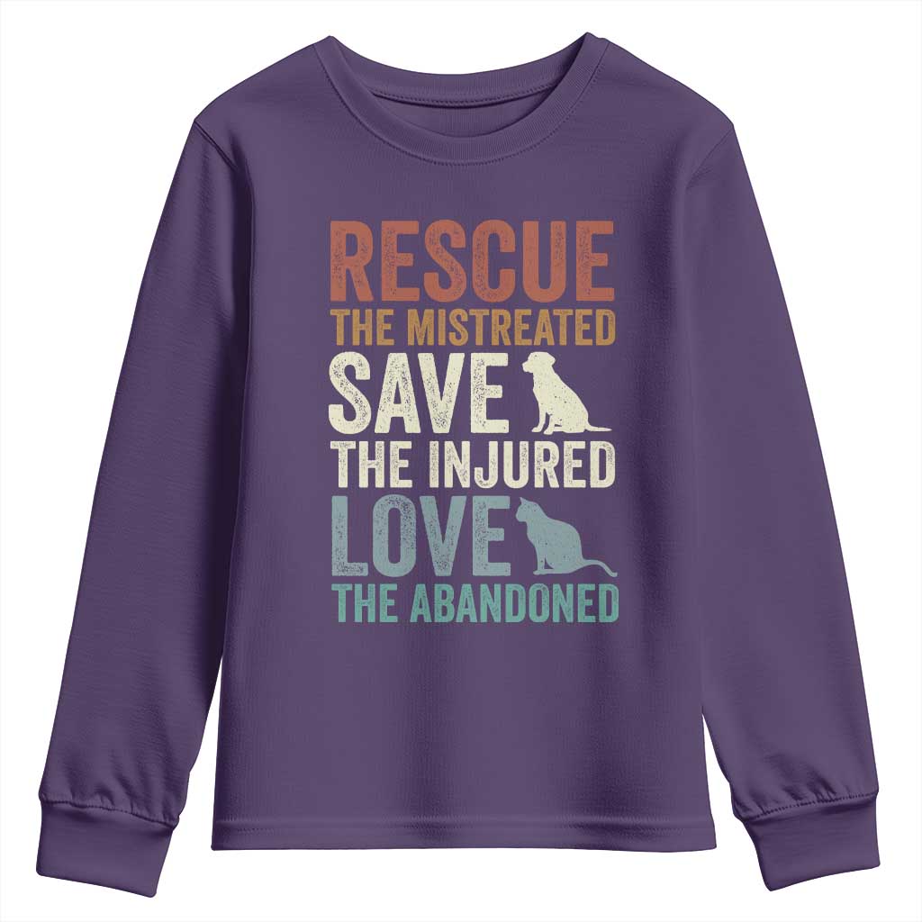 Adopt A Shelter Pet Youth Sweatshirt Rescue Save Love Cat Dog Adoption Animal Rescue TS10 Purple Print Your Wear