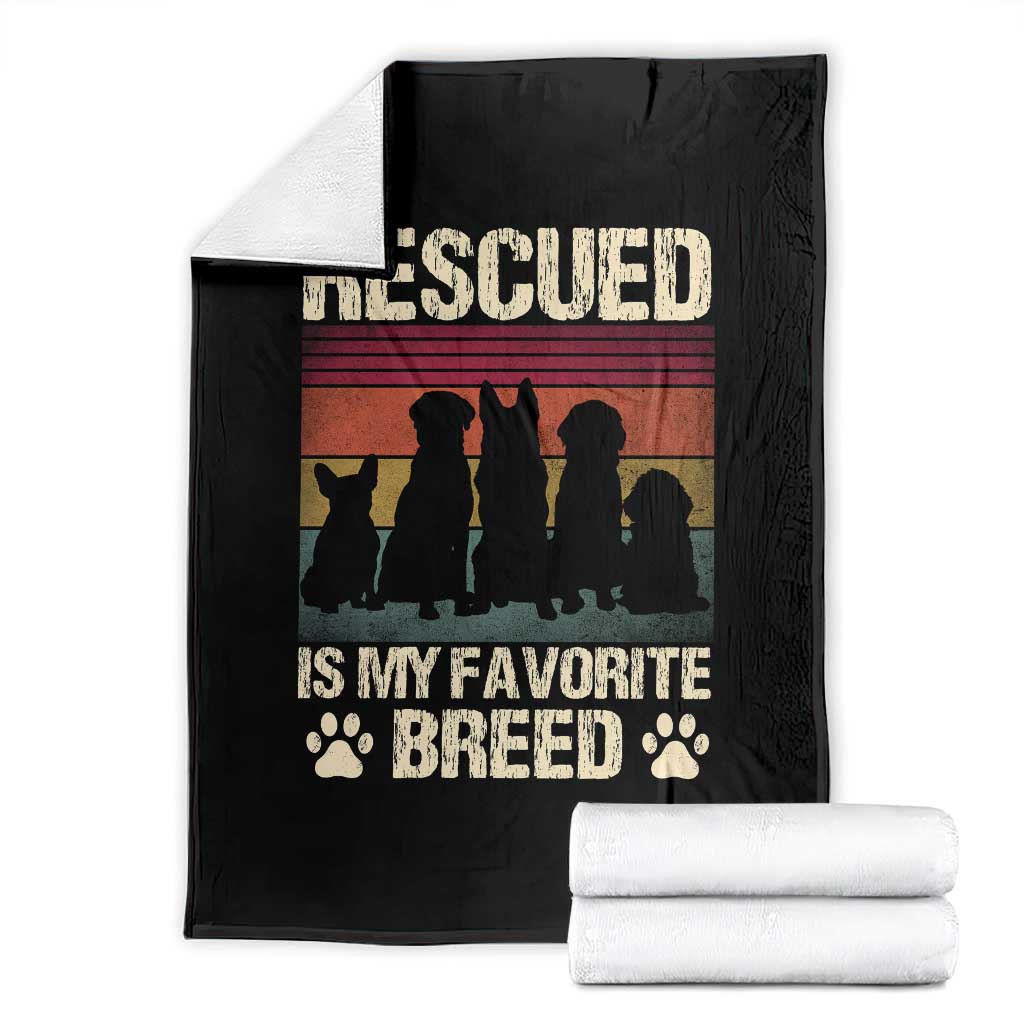 Rescued Is My Favorite Breed Throw Blanket Adopt A Shelter Pet Cat Dog Adoption Animal Rescue TS10 Black Print Your Wear