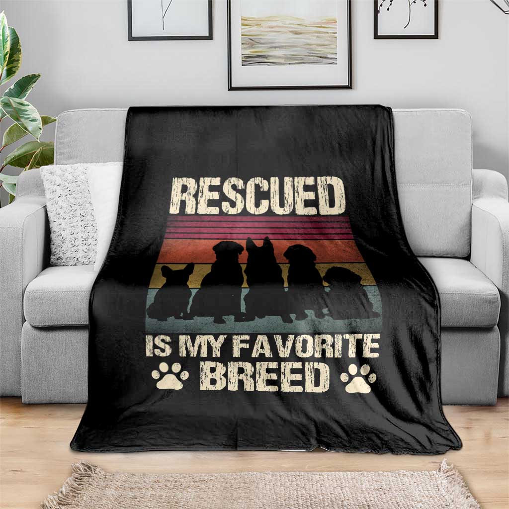 Rescued Is My Favorite Breed Throw Blanket Adopt A Shelter Pet Cat Dog Adoption Animal Rescue TS10 Print Your Wear