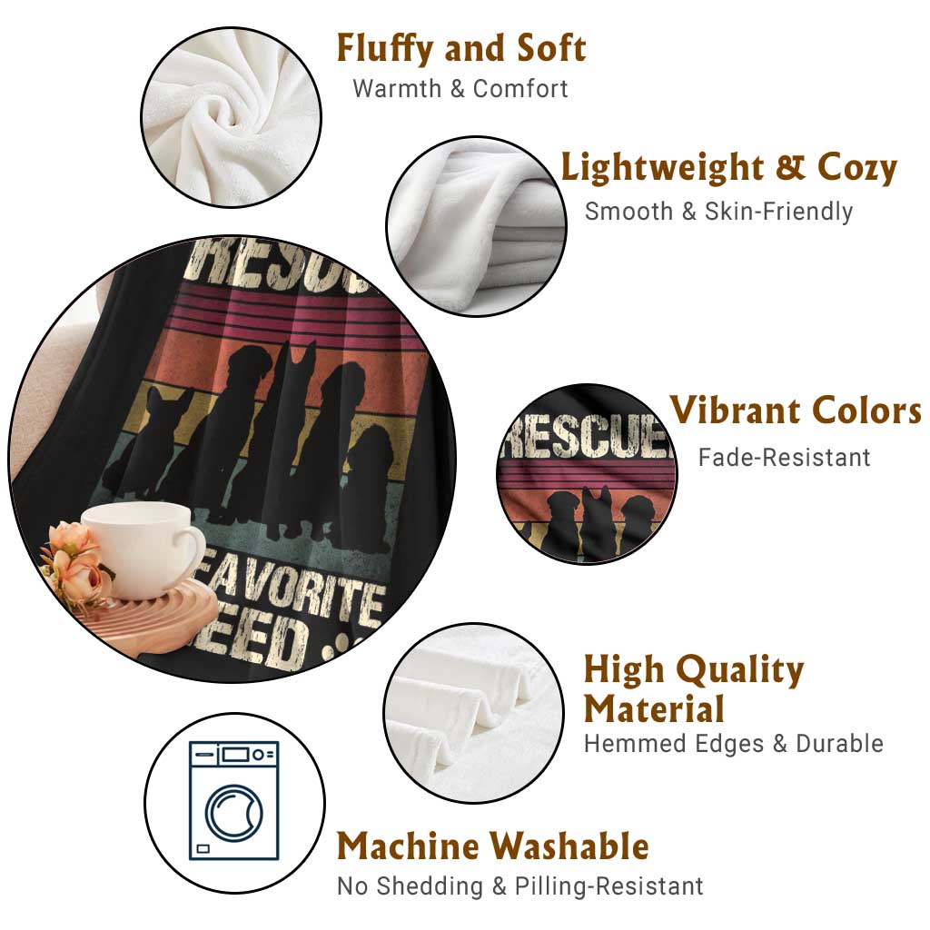 Rescued Is My Favorite Breed Throw Blanket Adopt A Shelter Pet Cat Dog Adoption Animal Rescue TS10 Print Your Wear