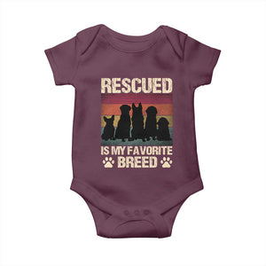 Rescued Is My Favorite Breed Baby Onesie Adopt A Shelter Pet Cat Dog Adoption Animal Rescue TS10 Maroon Print Your Wear