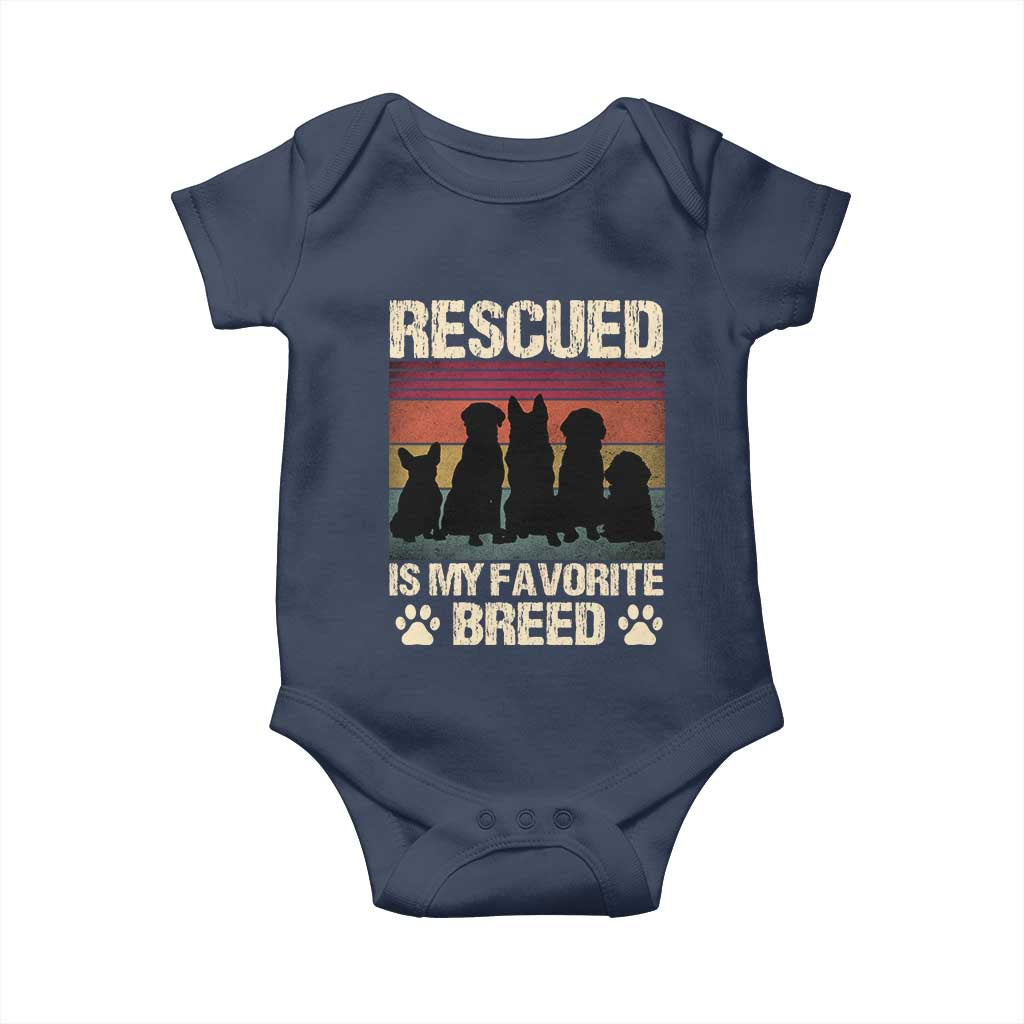 Rescued Is My Favorite Breed Baby Onesie Adopt A Shelter Pet Cat Dog Adoption Animal Rescue TS10 Navy Print Your Wear
