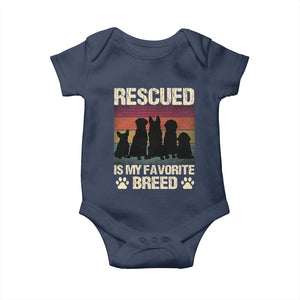 Rescued Is My Favorite Breed Baby Onesie Adopt A Shelter Pet Cat Dog Adoption Animal Rescue TS10 Navy Print Your Wear