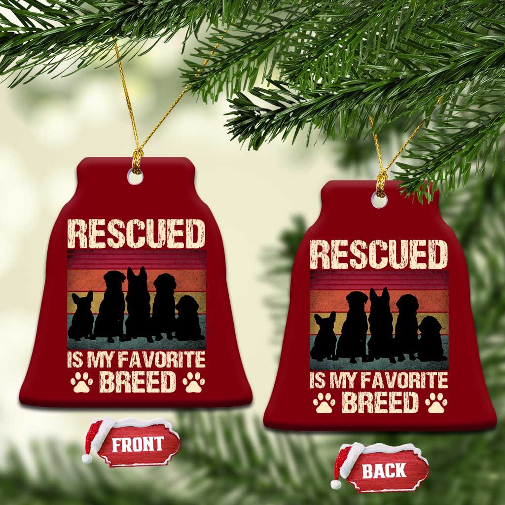 Rescued Is My Favorite Breed Ceramic Ornament Adopt A Shelter Pet Cat Dog Adoption Animal Rescue TS10 Print Your Wear