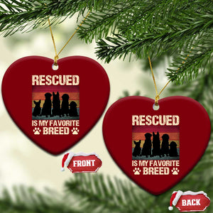 Rescued Is My Favorite Breed Ceramic Ornament Adopt A Shelter Pet Cat Dog Adoption Animal Rescue TS10 Print Your Wear