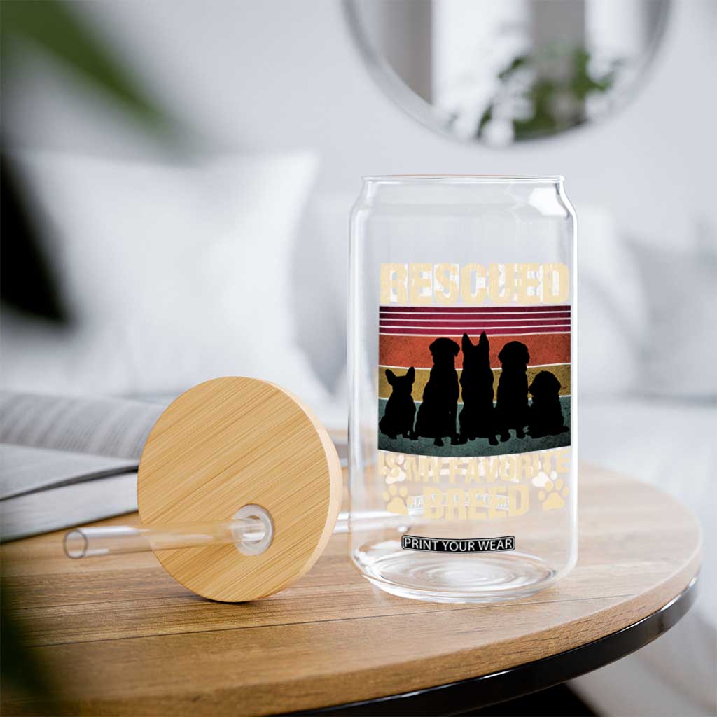 Rescued Is My Favorite Breed Glass Can Adopt A Shelter Pet Cat Dog Adoption Animal Rescue TS10 Print Your Wear