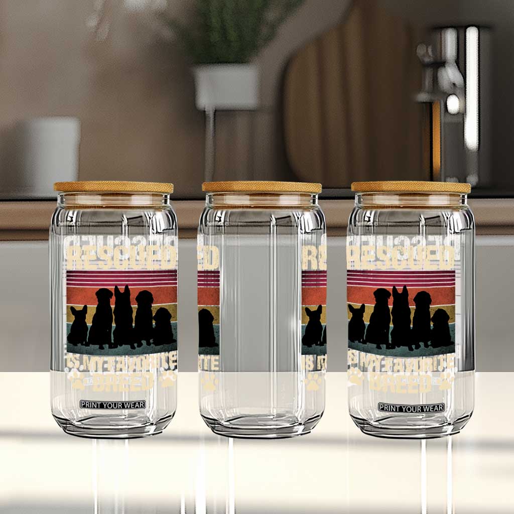 Rescued Is My Favorite Breed Glass Can Adopt A Shelter Pet Cat Dog Adoption Animal Rescue TS10 Print Your Wear
