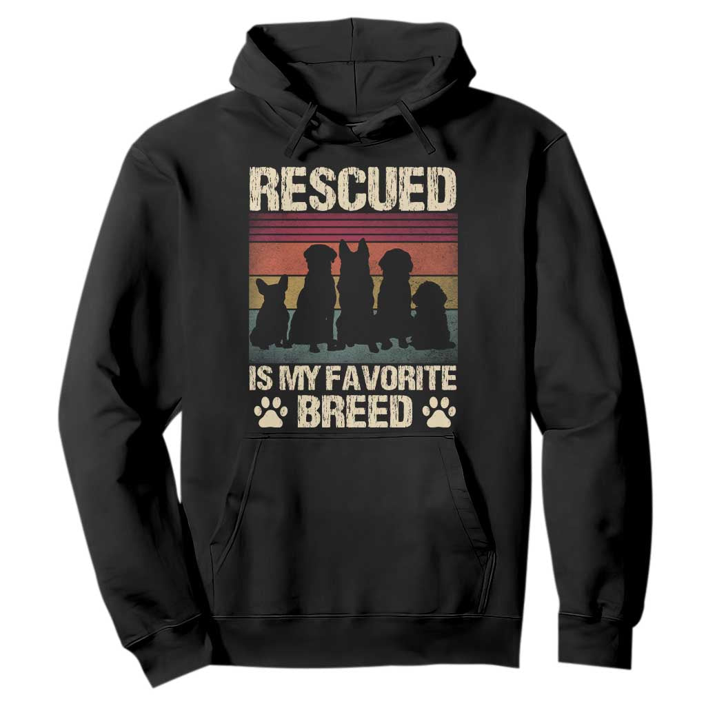 Rescued Is My Favorite Breed Hoodie Adopt A Shelter Pet Cat Dog Adoption Animal Rescue TS10 Black Print Your Wear