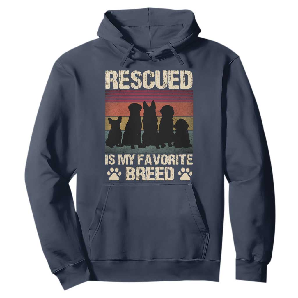Rescued Is My Favorite Breed Hoodie Adopt A Shelter Pet Cat Dog Adoption Animal Rescue TS10 Navy Print Your Wear