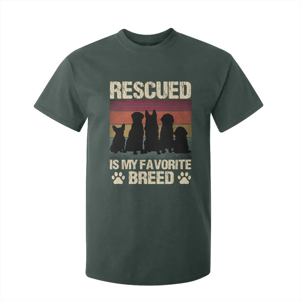 Rescued Is My Favorite Breed T Shirt For Kid Adopt A Shelter Pet Cat Dog Adoption Animal Rescue TS10 Dark Forest Green Print Your Wear