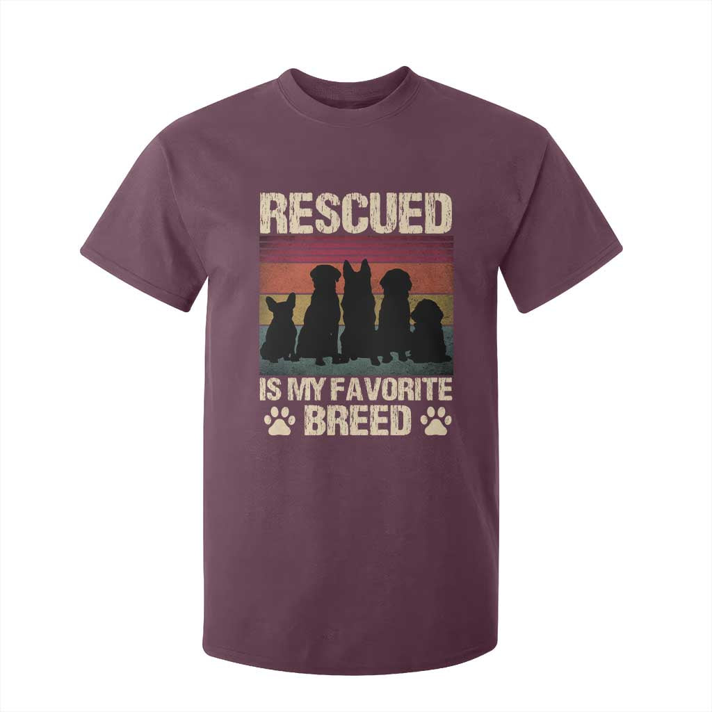 Rescued Is My Favorite Breed T Shirt For Kid Adopt A Shelter Pet Cat Dog Adoption Animal Rescue TS10 Maroon Print Your Wear
